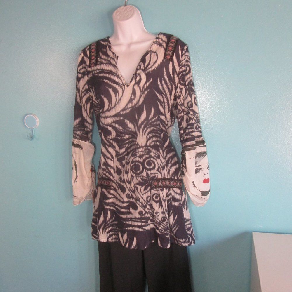 Custo Barcelona Size 3 Lightweight Tunic Mini Dress Swim Coverup Women Size M L - Picture 6 of 14
